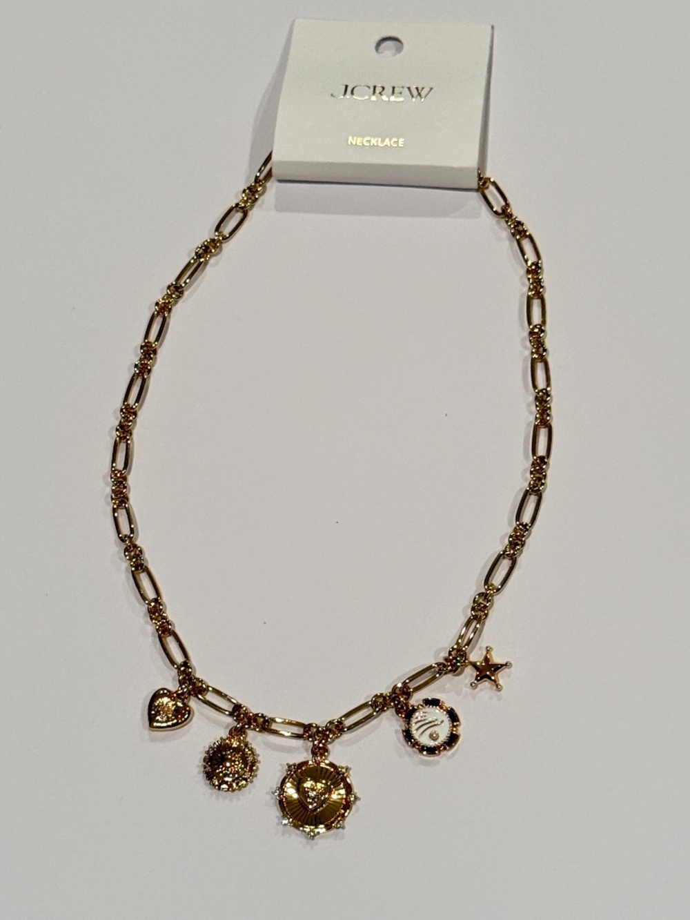 J Crew Heart Charm Chain Necklace NWT